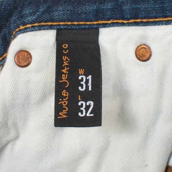 Nudie Men's Grim Tim Jeans 31/32 Blue Dry Ring 100% Cotton - Picture 7 of 10